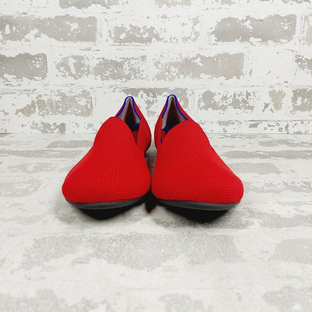 Rothy's Red Knit Flats with Blue Trim - Picture 4 of 7